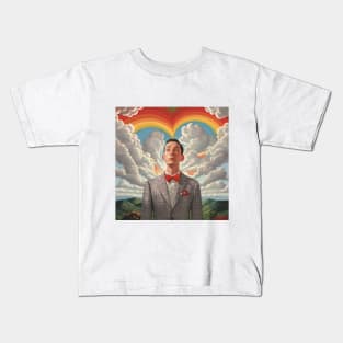 pee wee herman, clouds and rainbow, art Kids T-Shirt